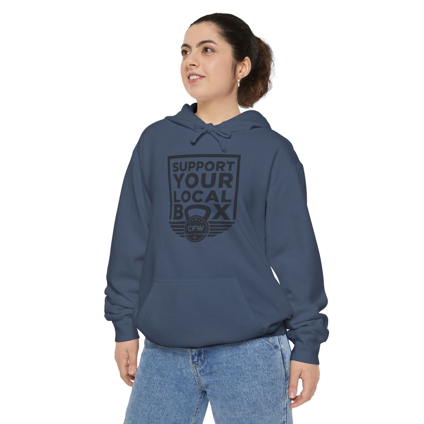 Support local box Unisex Garment-Dyed Hoodie