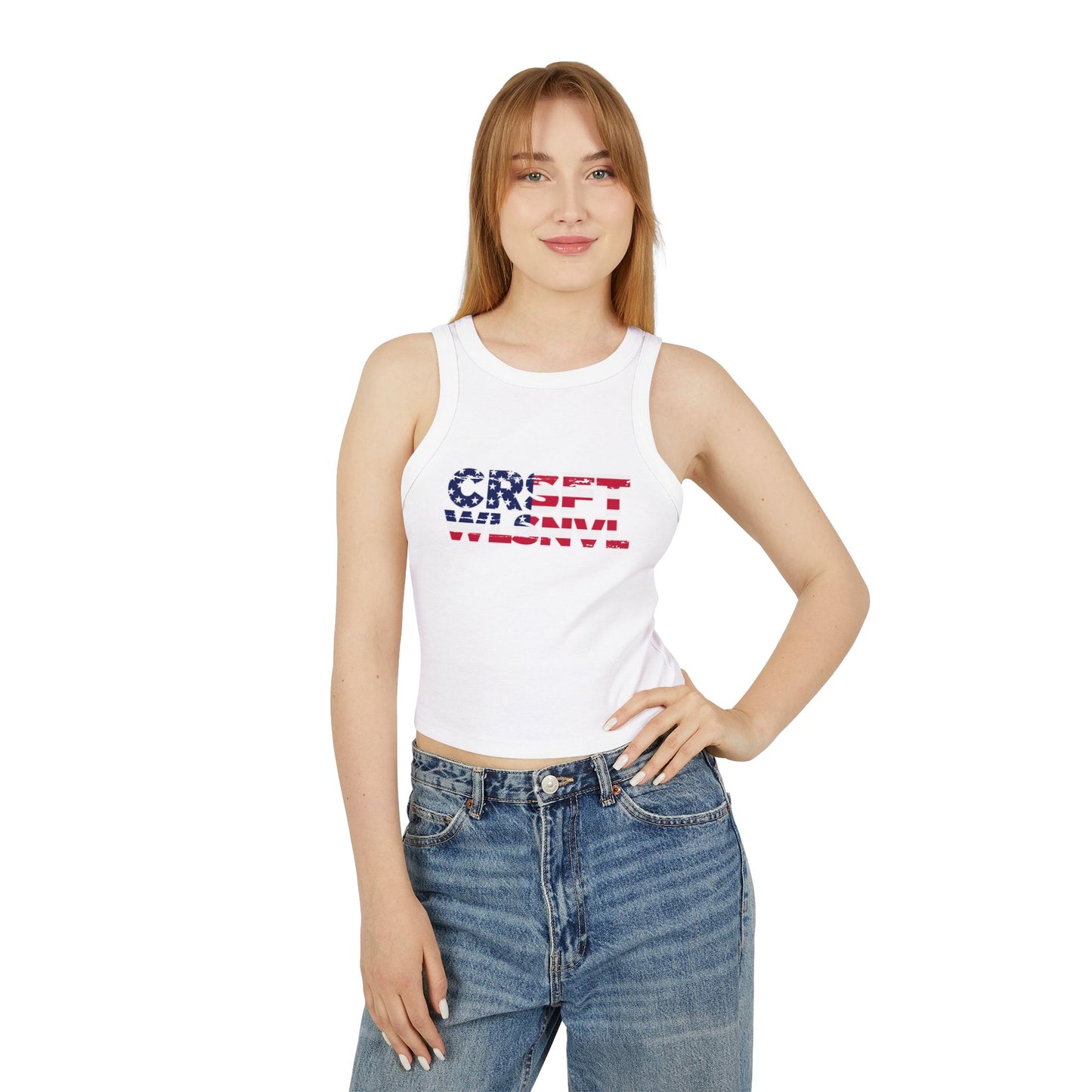 CFW Flag Logo Women's Micro Rib Racer Tank Top
