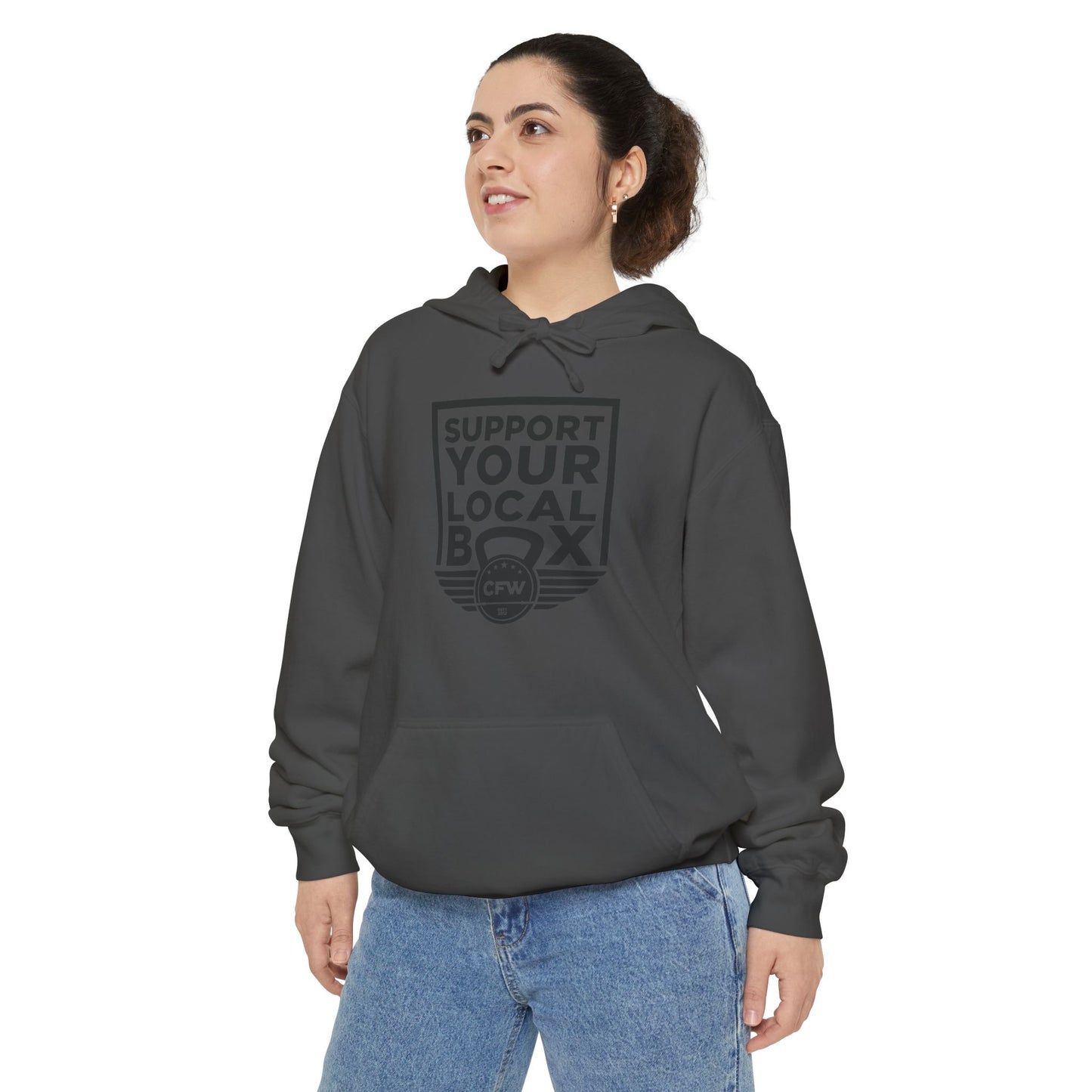 Support local box Unisex Garment-Dyed Hoodie