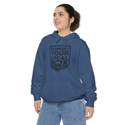 Support local box Unisex Garment-Dyed Hoodie